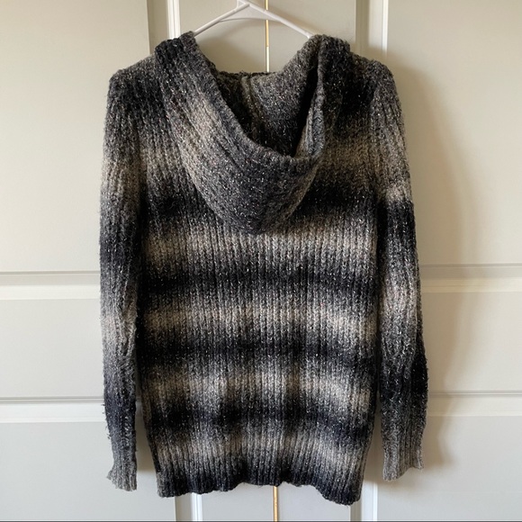 Michael Stars Alpaca Blend Black and Tan Ombre Hooded Zip-Up Sweater Size XS - Picture 11 of 11